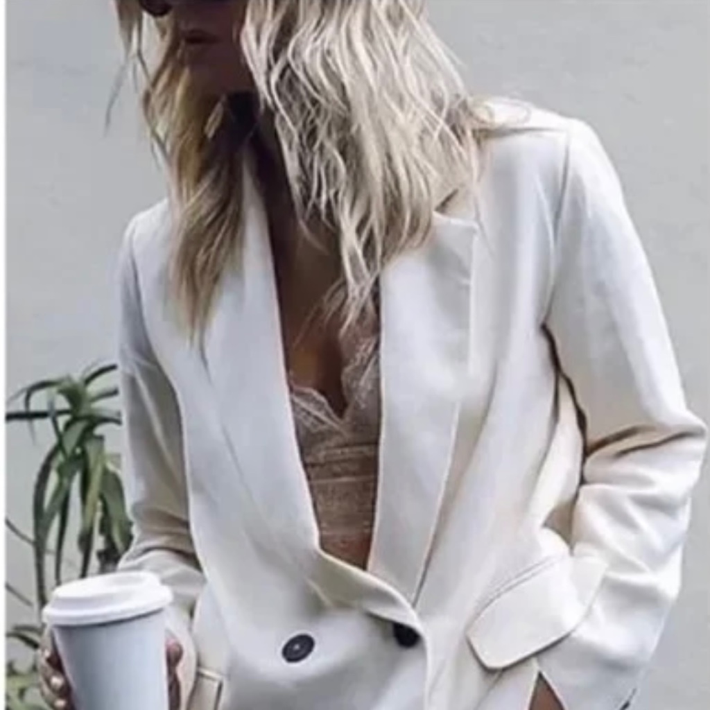 Zara Cream Double-Breasted Blazer